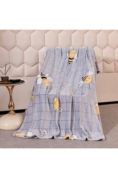 FIONNA.RO Cocolino Fluffy Blanket 200x230cm - Grey With Bees