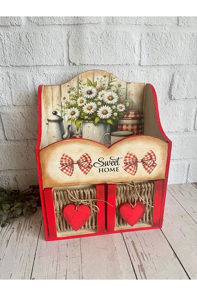 Bypinaryuksel Solid Design Multi-Purpose Box with Knitted Drawer on the Front