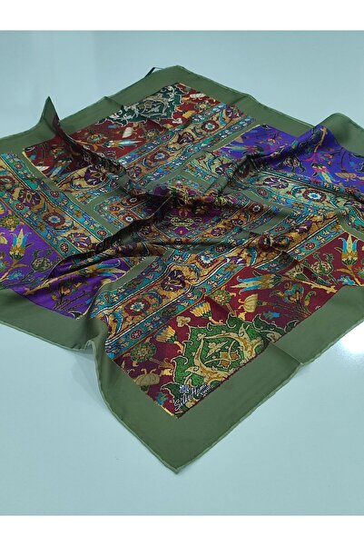 PİRAMİT SİLKHOME KİLİM DESEN TİVİL EŞARP HAKİ YEŞİL