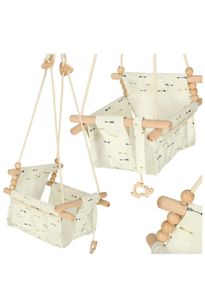 İSP Ξύλινη κούνια για μωρά και παιδιά, για εσωτερική και εξωτερική χρήση, "LikeSmart Arrow Swing", εύκολη στη συναρμολόγηση