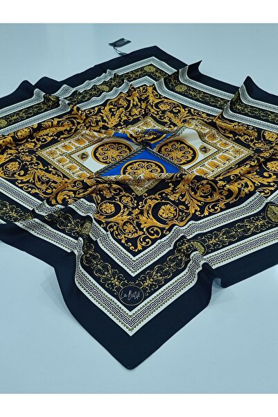 PİRAMİT Labutic Ethnic Model Tivil Scarf Black Saks Blue