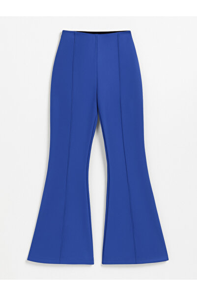 ALPACO evazat Pantaloni cu talie elastică L material elastic -S albastru cobalt -COLECȚIE