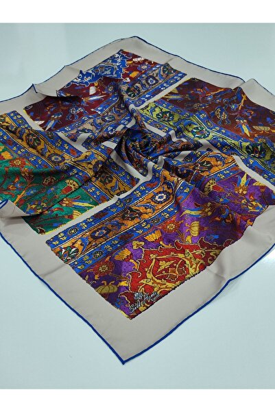 PİRAMİT وشاح تيفيل بنمط سجاد من سيلك هوم، لون أرجواني