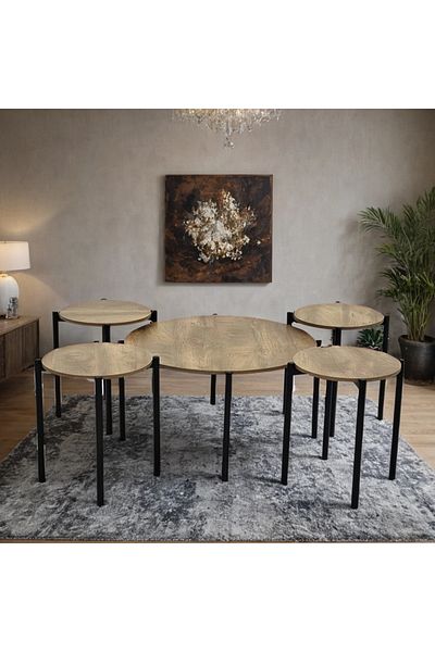 Ch 5-piece wooden tea table set