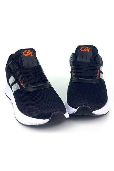 KAJILA Men's Black Orange Lace-Up Breathable Flexible Lightweight Casual Sneaker Sports Shoes
