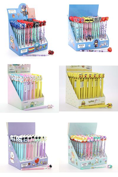 Wolawood Set of 12 Pencils with Super Hero Figures Mixed Color Model School Gift Set for Kids