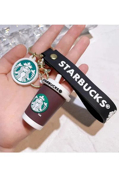 MİNGODAN Starbuck Coffee Cup Cup Figurines Keychain Bag Wallet Accessory 1Pcs