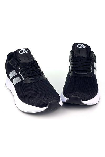KAJILA Men's Black White Lace-Up Breathable Flexible Lightweight Casual Sneaker Sports Shoes