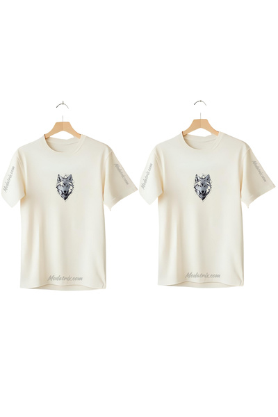 UNIQUE DESIGN Γυναικείο Ανδρικό Unisex Wolf Lover Couple Σετ μπλουζάκι 2 τεμαχίων