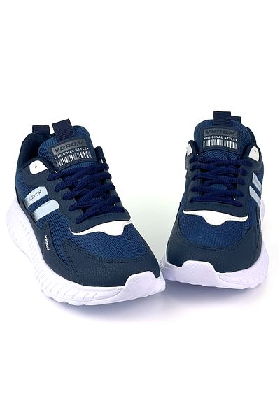 KAJILA Men's Navy Blue White Lace-Up Flexible Lightweight Casual Sneaker Sports Shoes