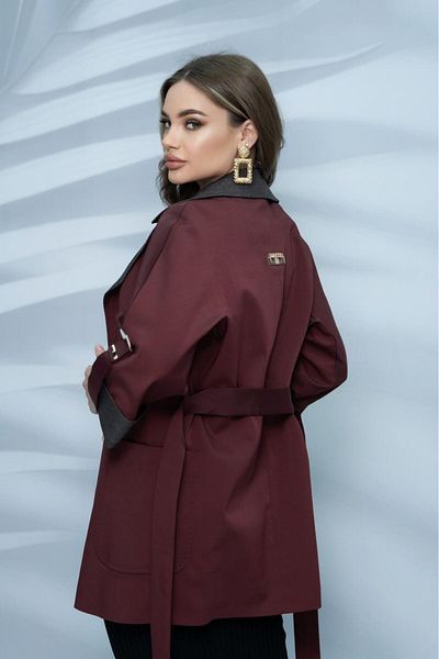 Eccim Fashion Linen Collar Snake Brooch Lined Short Women's Trench Coat