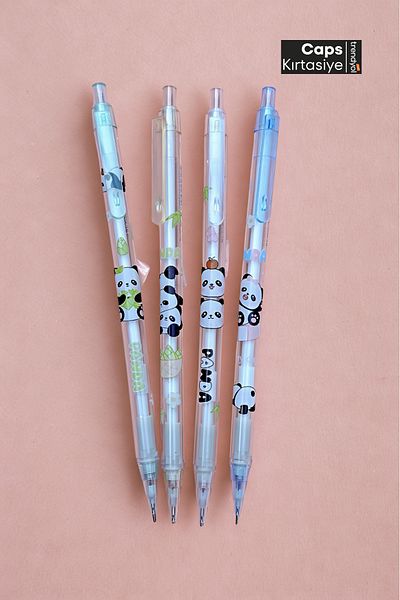 caps anlarınızı paylaştığınız ortağınız 2 Pieces Panda Patterned 0.7 Tip Transparent Body Pen