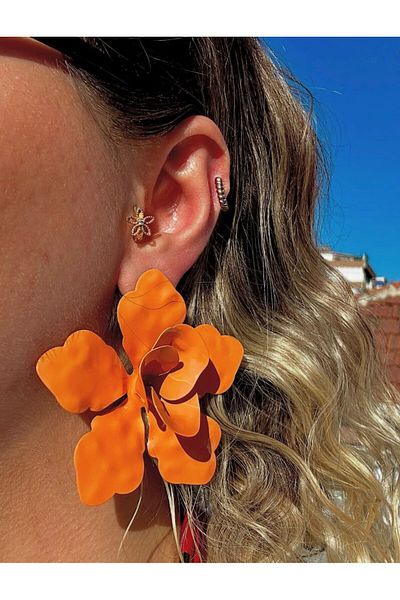 silversuaris New Trend Z*Ra Model Orange Flower Season Women's Earrings