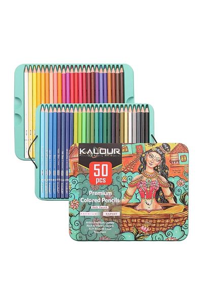 Art Tone Kalour Dry Crayon Set Metal Box Set of 50