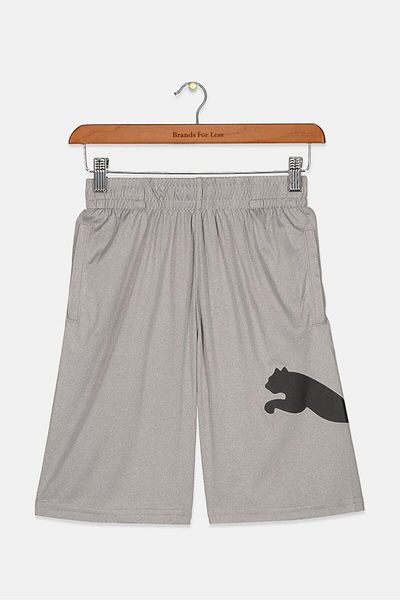 Puma Kids Boy Sportswear Fit Brand Logo Short, Charcoal Grey