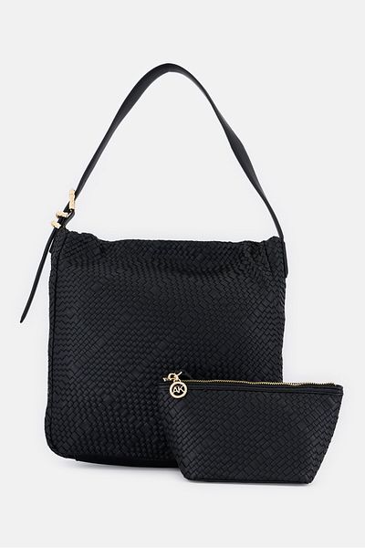 Anne Klein حقيبة كتف نسائية منقوشة مع جيب صغير