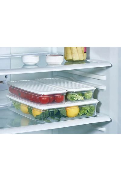 Hane216 3-Piece Storage Container with Lid, Suitable for Refrigerator Organizer, Microwave and Freeze 4.5Lt