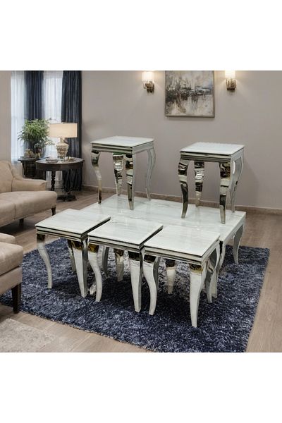 Ch Royal marble table set, 7 pieces