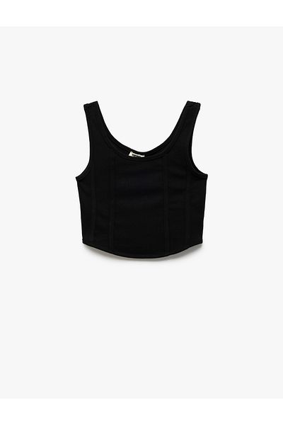 Koton New Season Cotton Slim Fit U Neck Thick Strap Basic Crop Tank Top