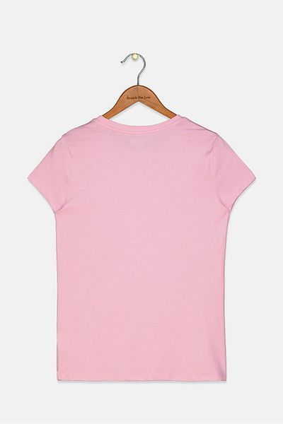 Puma Kids Girl Round Neck Short Sleeves Plain T-shirt, Pale Pink