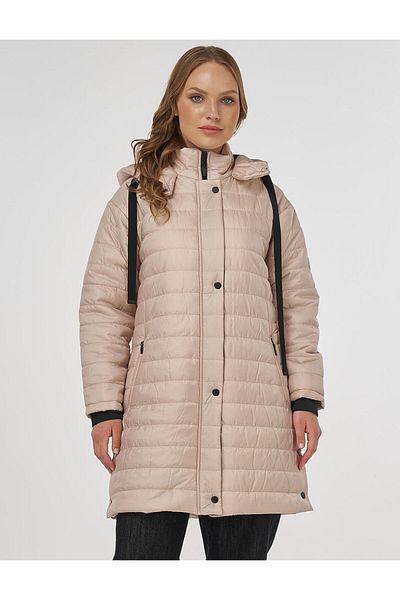 Kayra Κρέμα παλτό Anorak με γιακά και κουκούλα