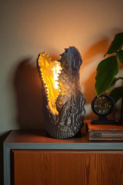 Findify Store Timsah Figürlü Abajur 3D Heykel Tasarım E27 Duylu Reçine Aydınl...