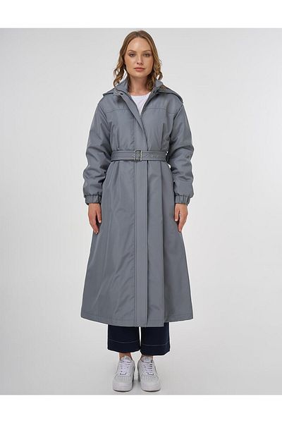 KYR Παλτό Anorak με κλείσιμο με φερμουάρ μέχρι το πάτο και μεταλλικά αξεσουάρ Dirty Blue