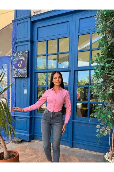 WeShaya Pink Polyester Cotton Piece Shirt