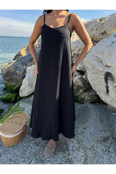 WeShaya Μαύρο φόρεμα μίντι με λουράκια