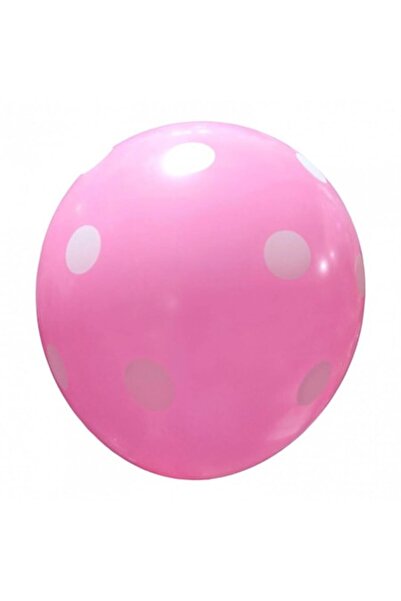 OEM Set 5 baloane din latex, 35 cm, roz cu buline albe