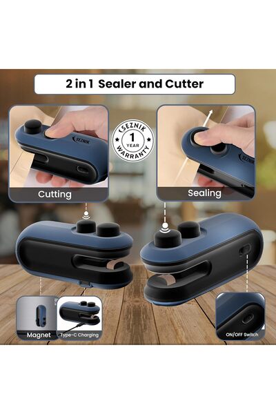 Generic SEZNIK Portable Mini Sealing Machine, Handheld Packet Sealer (Dark Blue)