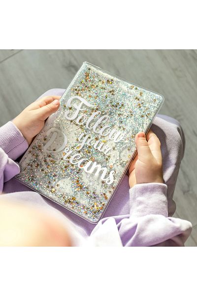 Gadget Master A5 Notebook Follow Your Dreams with Golden Sequins