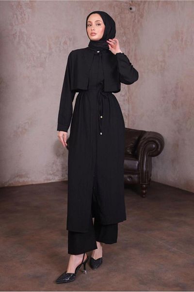 TRENDTESETTÜR Women's Black Lace Trousers Suit t 9784