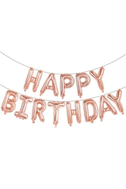 OEM Set baloane folie, La mulți ani, 340x40 cm, auriu roz
