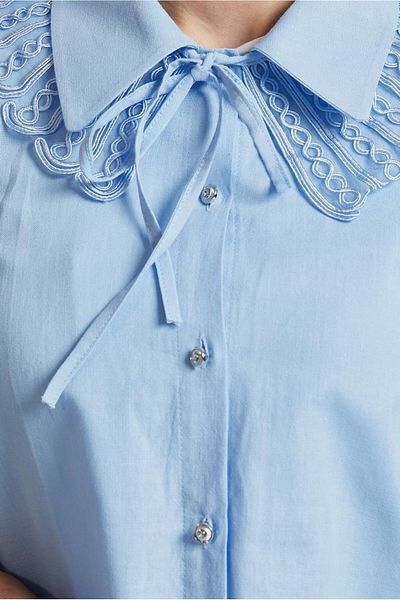 TRENDTESETTÜR Women's Blue Cotton Shirt Tunic t 4122