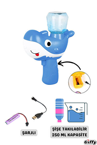 giffy Oyuncak Şarjlı Balina Su Tabancası, Şişe Takılabilen 250ML Kapasite Hav...