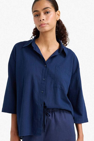 DeFacto Oversize Wide Fit Cotton Short Sleeve Shirt F6111Ax25Sm