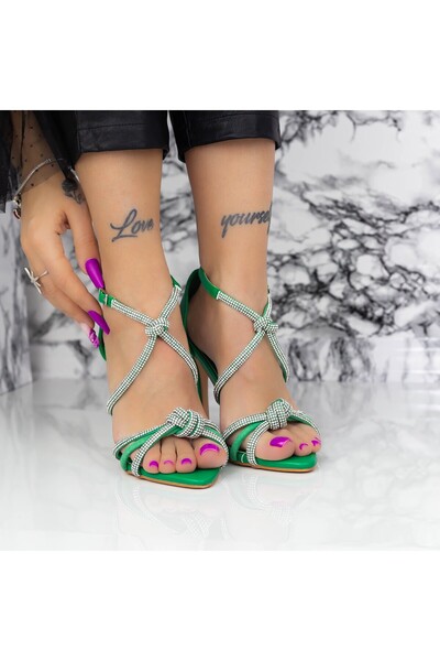 mei Sandale Dama cu Toc subtire 2ZB8 Verde Mei