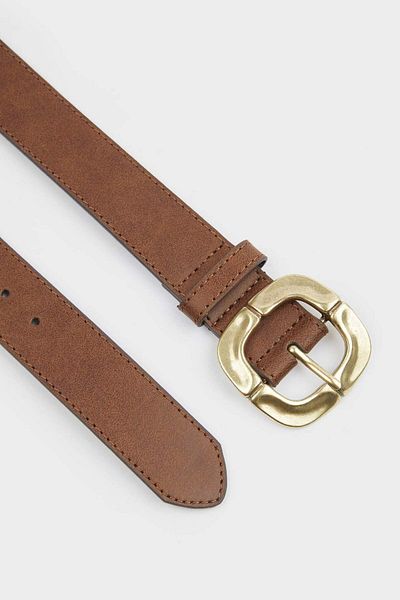 DeFacto Women's Large Buckle Faux Leather Jean Belt F3273Axns