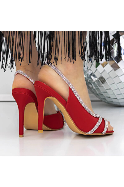 mei Women's Sandals with Thin Heels 3SYX6 Red | Mei