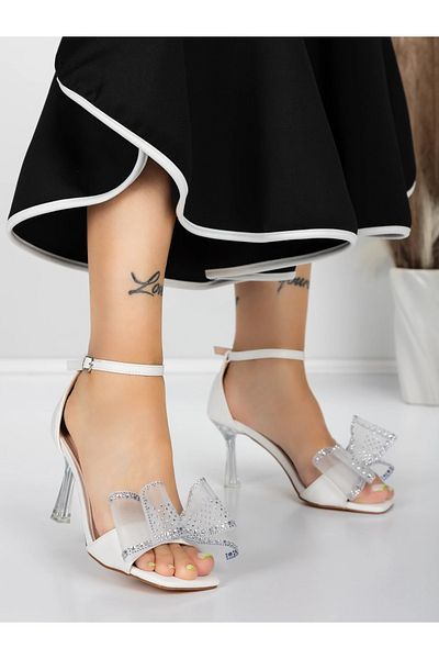 mei Women's Sandals with Thin Heels 5XKK22 White | Mei