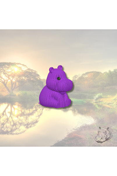 mmb Breloc hipopotam – Figurină cu model tricotat violet |   Accesoriu drăguț...