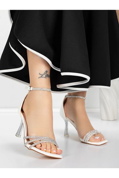 mei Women's Sandals with Thin Heels 5XKK20 White | Mei