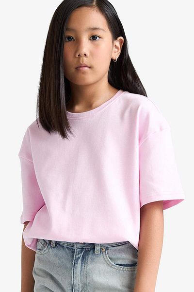 DeFacto Girls Oversize Wide Fit Crew Neck Basic Plain Short Sleeve T-Shirt F8487A825Hs