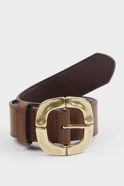 DeFacto Women's Large Buckle Faux Leather Jean Belt F3273Axns