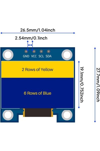 ELEGOO 6PCS 0.96 Inch OLED Display Screen Module with Dupont Wire Compact Self-Luminous Mini Screens