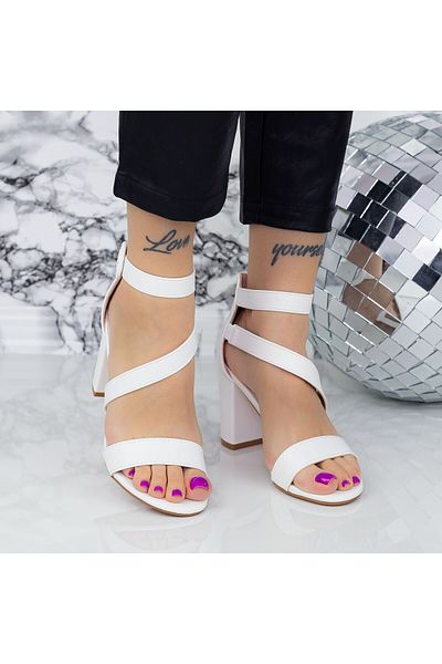 mei Women's Sandals with Thick Heels XKK535 White (N14) Mei
