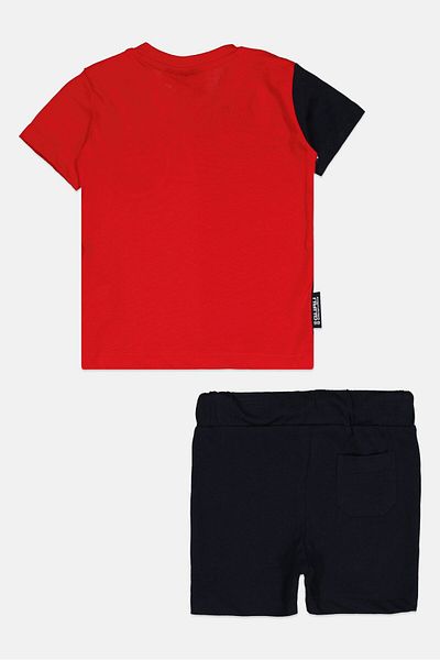 Guru 99 Toddlers Boy 2 Pieces Short Sleeve Colorblock T-Shirt And Shorts Set, Multicolor