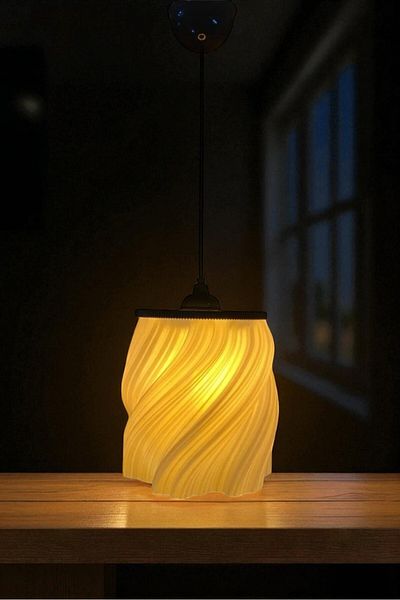CESSTORE مصباح معلق هندسي حلزوني بسيط، ثريا زخرفية بيضاء لغرفة النوم والمطبخ والصالة