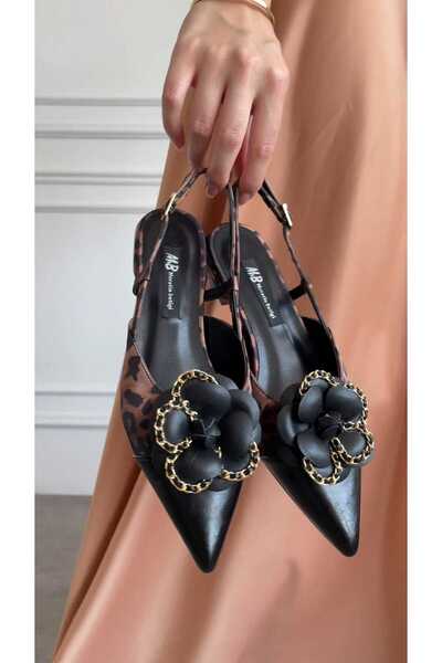 M&B Chain Detail Women's Ballet Shoes Large Size 2 cm Heel between 36 43